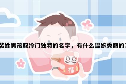 裴姓男孩取冷门独特的名字，有什么温婉秀丽的？